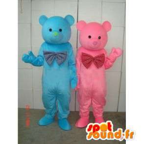 Mascotte coppia blu e rosa orsacchiotto - legno Bear - Peluche - MASFR00269 - Mascotte orso