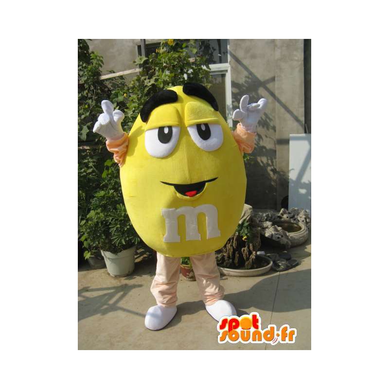 Mascot Yellow M & M's - The famous candy mm polyfoam's Mascot! - MASFR00474 - Mascots famous characters