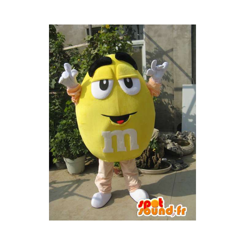 Maskot žlutá M & M - známou Candy mm plastická maskot! - MASFR00474 - Celebrity Maskoti