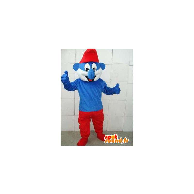 Smurf Mascote - terno azul, boné vermelho - transporte rápido - MASFR00120 - Mascottes Les Schtroumpf