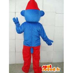 Smurf Mascote - terno azul, boné vermelho - transporte rápido - MASFR00120 - Mascottes Les Schtroumpf