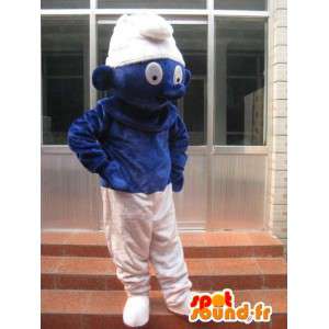 Smurf μασκότ - μπλε κοστούμι, λευκό καπάκι - Γρήγορα στέλνοντας - MASFR00427 - Mascottes Les Schtroumpf