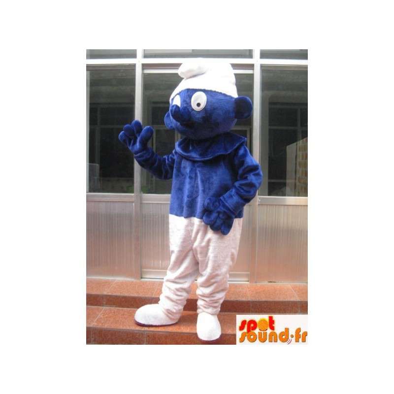 Smurf Mascot - Costume blu, tappo bianco - Trasporto veloce - MASFR00427 - Mascotte il puffo