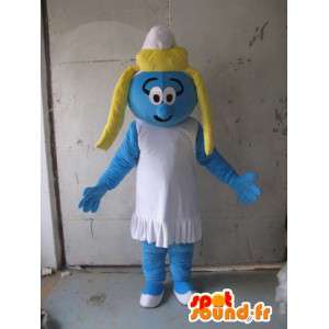 Mascota Pitufina - Traje azul, gorra blanca - Envío rápido - MASFR00503 - Mascotas el pitufo