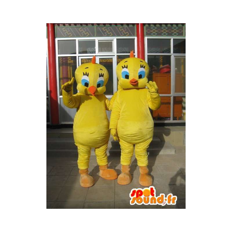Titi-Maskottchen - Kanarische Yellow Pack 2 - Berühmte Persönlichkeiten - MASFR00181 - Maskottchen Tweety und Sylvester