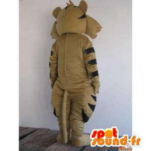 Bär Maskottchen braun gestreift - festliche Kleidung - Tierkostüme - MASFR00178 - Bär Maskottchen