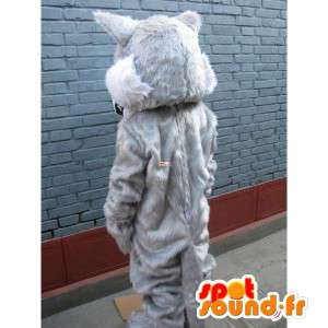 Wolf Mascot med blå øyne og hvit pels - Evening Suit - MASFR00245 - Wolf Maskoter