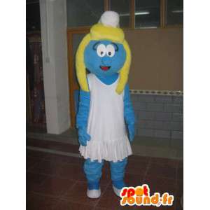 Smurfin Mascot - Costume Blauw, wit cap - Fast shipping - MASFR00503 - Mascottes Les Schtroumpf