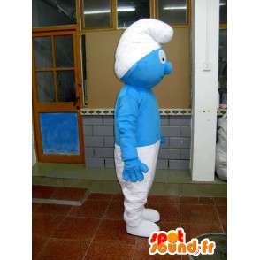 Smurf Mascot - Jasnoniebieski garnitur, biała czapka - MASFR00504 - Mascottes Les Schtroumpf