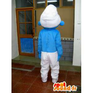 Smurf maskot - Lyseblå kostume, hvid kasket - Spotsound maskot