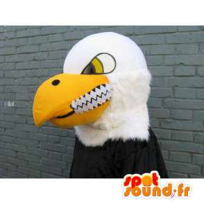 Mascot águia amarelo clássico, preto e assassino sorriso branco - MASFR00226 - aves mascote