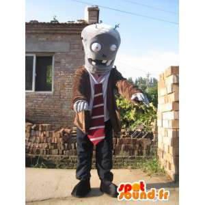 Homem terno mascote robô e gravata - MASFR00418 - Mascotes homem