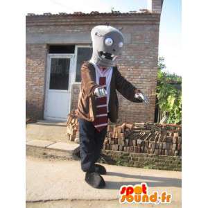 L uomo con il vestito robot mascotte e cravatta - MASFR00418 - Umani mascotte