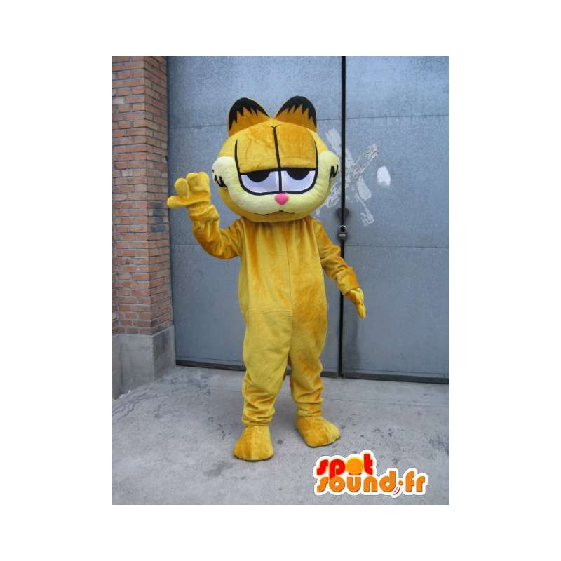 Maskot slavné kočku - Garfield - žlutý kostým večer  - MASFR00525 - Garfield Maskoti