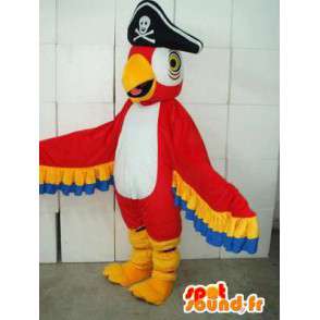 Mascotte Aigle Rouge & Jaune avec chapeau pirate - Costume soirée - MASFR00171 - Mascotte d'oiseaux