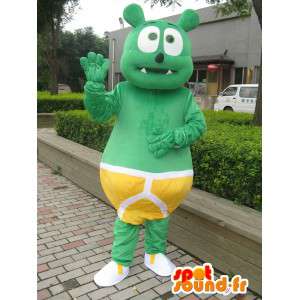 Dětské zelené monstrum Mascot žluté kalhotky - Plyšové dětské plavky - MASFR00315 - Dětské Maskoti