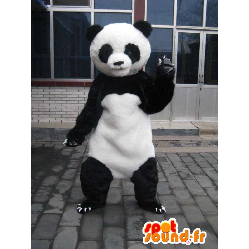 Panda Mascot clássico preto e branco de pelúcia - terno Evening - MASFR00212 - pandas mascote