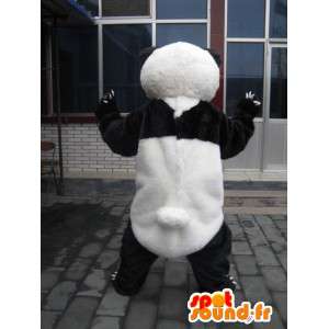 クラシックな黒と白のパンダのマスコットぬいぐるみ-イブニングコスチューム-MASFR00212-パンダのマスコット