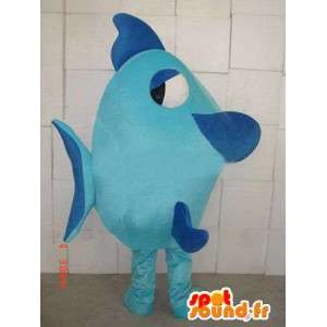 Blå fisk maskot - Kvalitetsstof - Havdyrdragt - Spotsound maskot