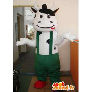 Cow mascot classic green pants with suspenders - MASFR00321 - Mascot cow