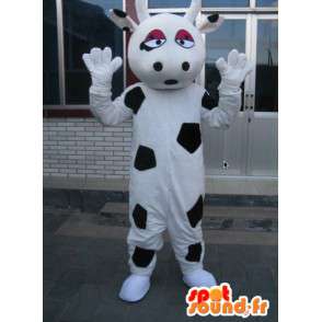 Koe mascotte grootste melk - Dierenpak van zwarte en witte boerderij - MASFR00316 - koe Mascottes