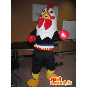 Gallo della mascotte con la boxe guanti pugno - Costume thai boxer - MASFR00318 - Mascotte di galline pollo gallo