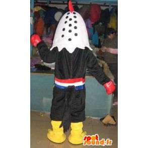 Gallo della mascotte con la boxe guanti pugno - Costume thai boxer - MASFR00318 - Mascotte di galline pollo gallo