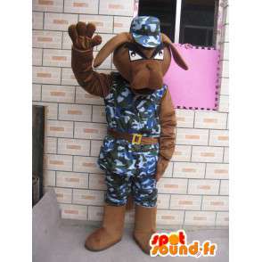 Military Dog Maskottchen Mesh und blauen Armee Helm - MASFR00228 - Hund-Maskottchen