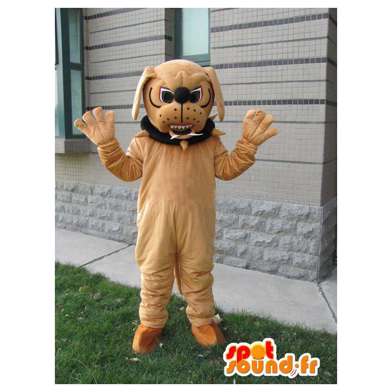Mascotte chien bulldog - Costume de molosse marron avec collier - MASFR00548 - Mascottes de chien