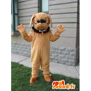 Dog mascotte bulldog - Costume bruin mastiff met halsband - MASFR00548 - Dog Mascottes