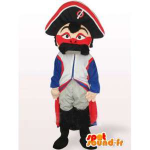 French Gendarme mascot mustache Military-blue white red - MASFR00549 - Human mascots