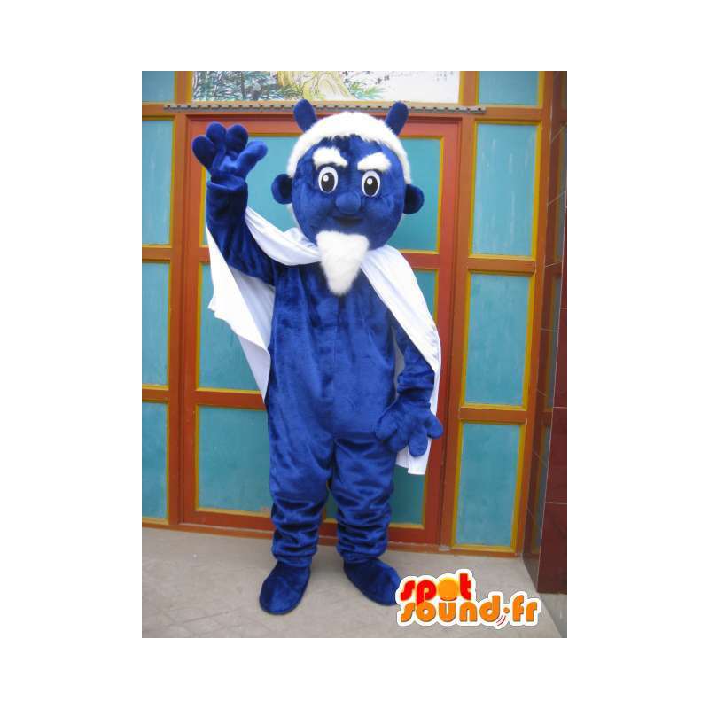 Μπλε διάβολος μασκότ με κάπα και αξεσουάρ - κοστούμι τέρας - MASFR00551 - μασκότ τέρατα
