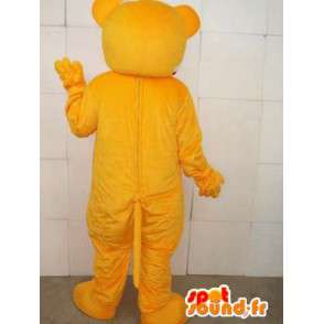 Mascot doente peluche com bandeira amarela tem ervilhas - MASFR00553 - mascote do urso