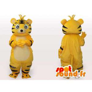 Mascot amarillo y negro a rayas del gato - Traje gato de felpa - MASFR00554 - Mascotas gato