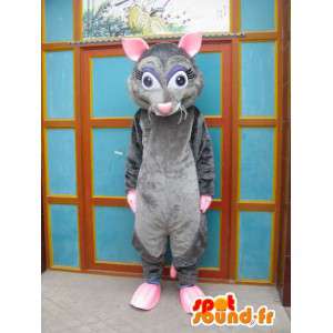 Mascotte de souris grise et rose - Costume ratatouille - Déguisement - MASFR00555 - Mascotte de souris