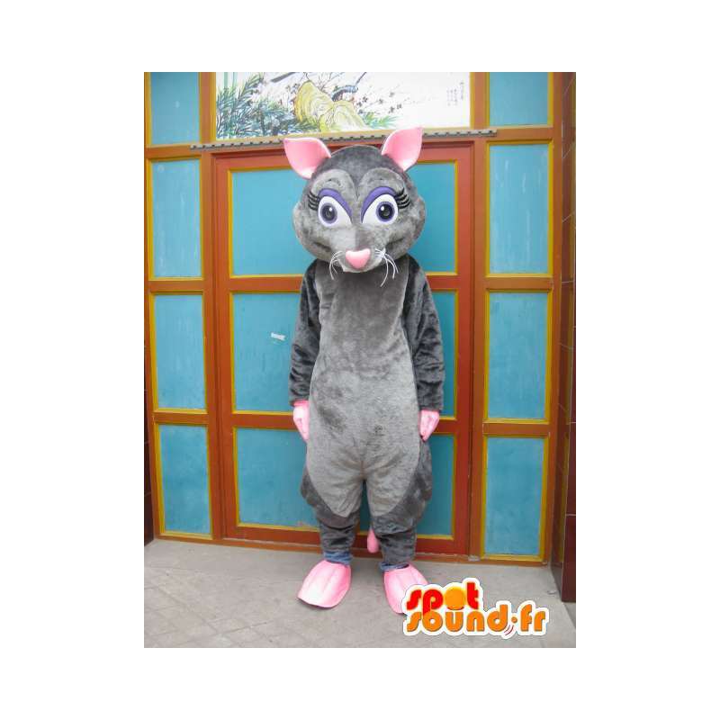 Mascotte de souris grise et rose - Costume ratatouille - Déguisement - MASFR00555 - Mascotte de souris