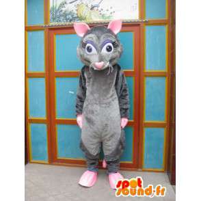 Maskot šedé a růžové myši - ratatouille Kostým - převlek - MASFR00555 - myš Maskot