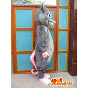 Grå og lyserød musemaskot - Ratatouille-kostume - forklædning -
