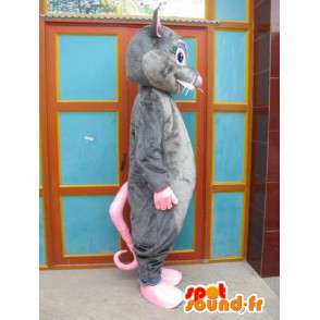 Maskot šedé a růžové myši - ratatouille Kostým - převlek - MASFR00555 - myš Maskot