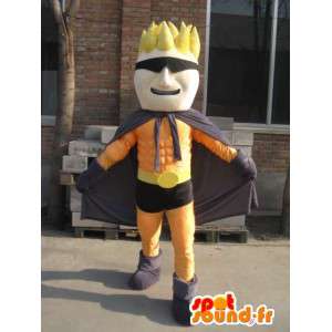 Superhero mascot orange and black mask - man Costume - MASFR00559 - Human mascots