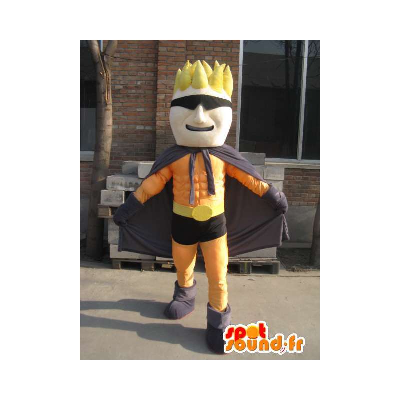 Superhero mascotte oranje en zwart masker - Man Costume - Mascottes Man - MASFR00559 - SpotSound.fr