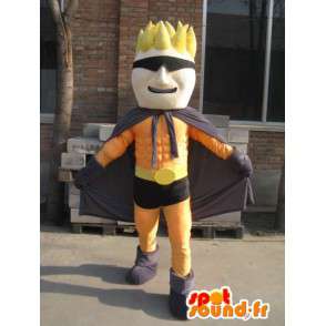 Superhero mascotte oranje en zwart masker - Man Costume - Mascottes Man - MASFR00559 - SpotSound.fr