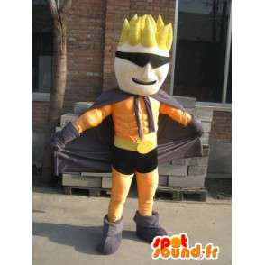Superhero mascotte oranje en zwart masker - Man Costume - Mascottes Man - MASFR00559 - SpotSound.fr