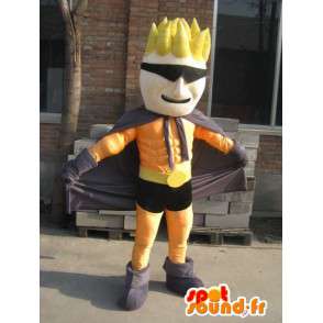 Superhero Maskottchen orange und schwarz maskierten - Kostüm Mann - MASFR00559 - Menschliche Maskottchen