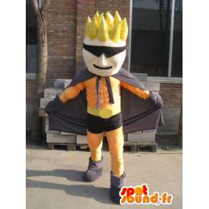 Superhero Maskottchen orange und schwarz maskierten - Kostüm Mann - MASFR00559 - Menschliche Maskottchen