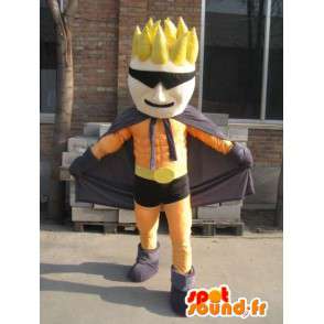 Superhero mascotte oranje en zwart masker - Man Costume - Mascottes Man - MASFR00559 - SpotSound.fr
