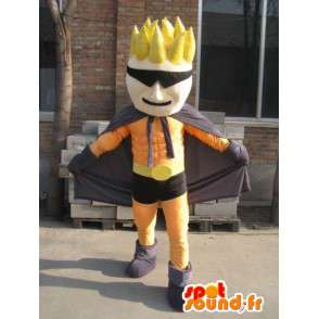 Superhero mascot orange and black mask - man Costume - MASFR00559 - Human mascots