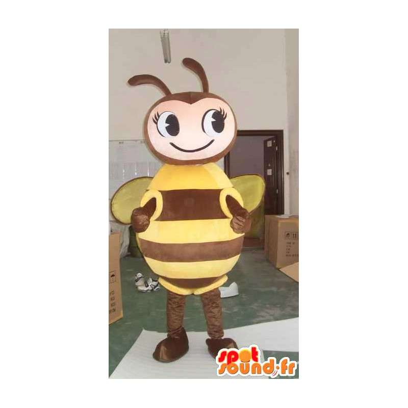 Bee-Maskottchen braun und gelb - Kostüm für Imker - MASFR00562 - Maskottchen Biene