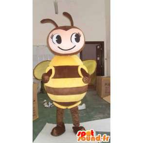 茶色と黄色の蜂のマスコット-養蜂家のコスチューム-MASFR00562-蜂のマスコット