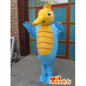 Seahorse maskot - Marin djurdräkt - gul och blå - Spotsound